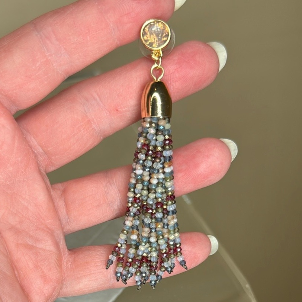 LOFT Gold Tassel Earrings with Elegant Beadwork